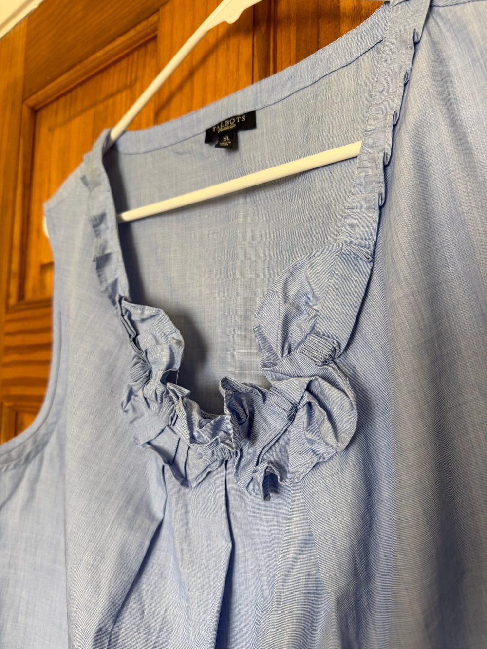 Talbots Blue  Ruffle Scoop Neck Sleeveless Blouse - Picture 3 of 9